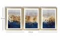 Set 3 tablouri decorative, 3P3853NISCT-020, Lemn, Auriu / Bleumarin / Gri