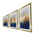 Set 3 tablouri decorative, 3P3853NISCT-020, Lemn, Auriu / Bleumarin / Gri