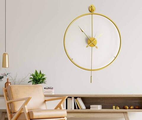 Ceas de perete, Mclock-00103, Lățime: 58 cm Înălțime: 80 cm Adâncime: 7 cm, Auriu
