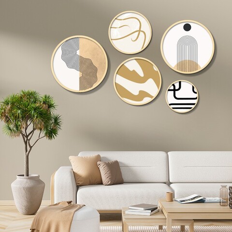 Tablou decorativ (5 Pieces), Iaht-06, Dimensiuni: 43,5 x 43,5 cm (1 bucată), Multicolor