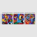 Set 3 tablouri decorative, pmdr40, Cadru: 100% LEMN (grosime: 3 cm), Multicolor