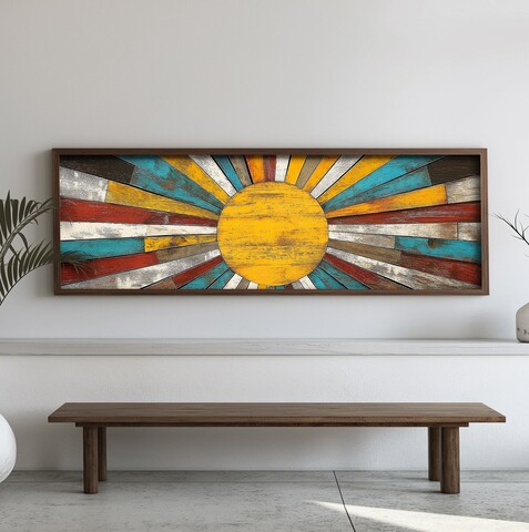 Tablou decorativ, EMR017, Lemn, Multicolor