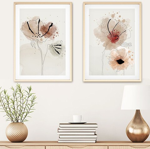 Tablou decorativ (2 Pieces), Huhu22, Lemn masiv (Grosime: 2,5 cm, Multicolor