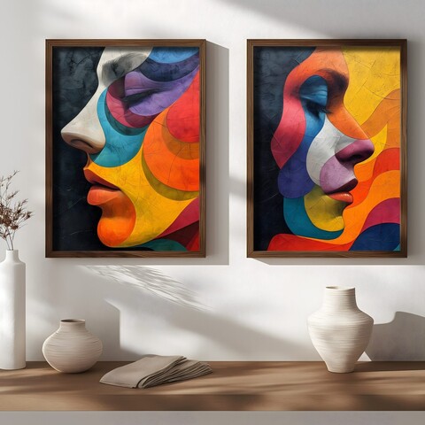 Tablou decorativ (2 Pieces), AI134, Cadru: 100% MOLID, Multicolor