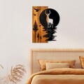 Decoratiune de perete, Deer and Moon, Lățime: 43 cm Înălțime: 58 cm Adâncime: 3 cm, Nuc / Negru