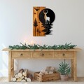 Decoratiune de perete, Deer and Moon, Lățime: 43 cm Înălțime: 58 cm Adâncime: 3 cm, Nuc / Negru