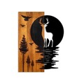 Decoratiune de perete, Deer and Moon, Lățime: 43 cm Înălțime: 58 cm Adâncime: 3 cm, Nuc / Negru