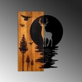 Decoratiune de perete, Deer and Moon, Lățime: 43 cm Înălțime: 58 cm Adâncime: 3 cm, Nuc / Negru