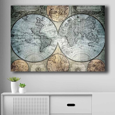Tablou decorativ, 70100NISC-047, Lemn (Grosime: 22 mm, Albastru / Bej / Negru