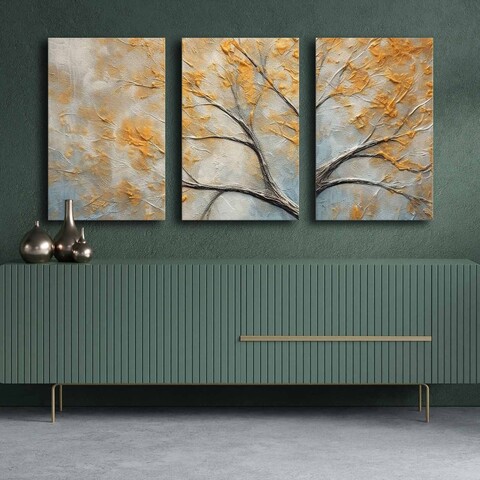 Tablou decorativ (3 Pieces), 3P4570GSC-019, Lemn, Multicolor