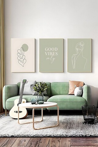 Tablou decorativ (3 Pieces), Artsyclct13, MDF, Multicolor