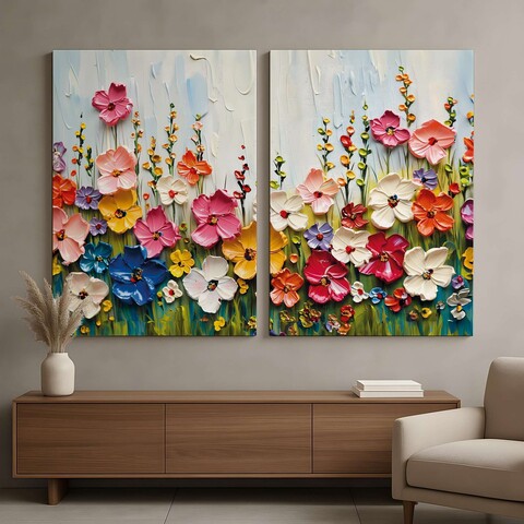 Tablou decorativ (2 Pieces), DEV3, Lemn, Multicolor