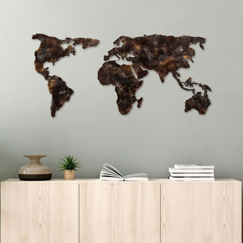 Decoratiune de perete, World Map 25, Lățime: 127 cm Înălțime: 60 cm Adâncime: 1,5 cm, Multicolor