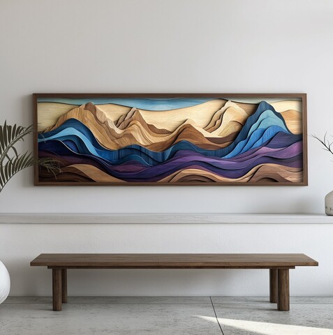 Tablou decorativ, EMR044, Lemn, Multicolor