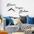 Decoratiune de perete, Dream Imagine Belive, Dimensiune: 47 x 16 cm (1 bucată), Negru