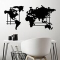 Decoratiune de perete, World Map, Dimensiune: 120 x 56 cm, Negru
