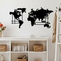 Decoratiune de perete, World Map, Dimensiune: 120 x 56 cm, Negru