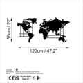 Decoratiune de perete, World Map, Dimensiune: 120 x 56 cm, Negru