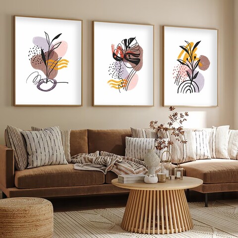 Tablou decorativ (3 Pieces), Huhu227, Lemn masiv (Grosime: 2 cm, Multicolor