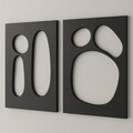 Tablou decorativ MDF (2 Pieces), Hhloyma00005, Grosime: 18 mm, Negru
