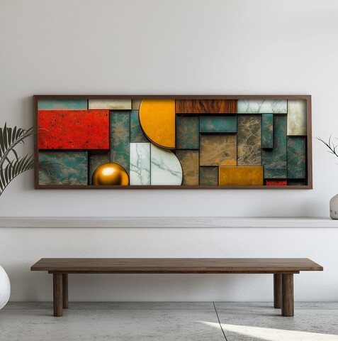 Tablou decorativ, EMR010, Lemn, Multicolor