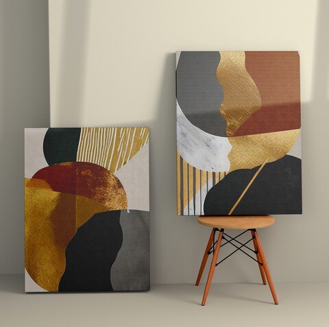 Tablou decorativ (2 Pieces), 2KNV4385, Lemn, Multicolor