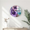 Ceas de perete decorativ din sticlă, Huhu341, Diametru: 40 cm (1 bucată), Multicolor