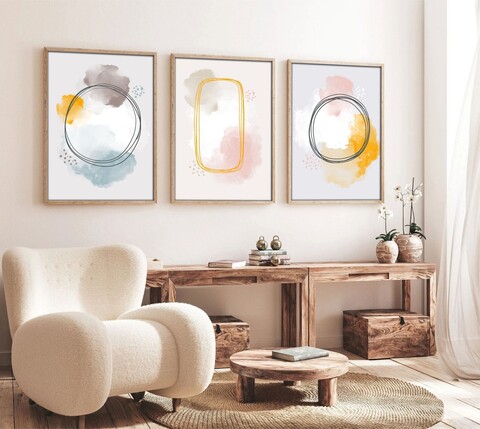 Tablou decorativ (3 Pieces), Huhu125, Lemn masiv (Grosime: 2,5 cm, Multicolor