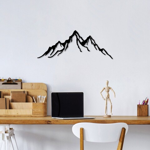 Decoratiune de perete, Mountain, Dimensiune: 52 x 20 cm, Negru