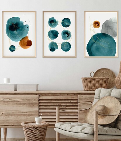 Tablou decorativ (3 Pieces), Huhu117, Lemn masiv (Grosime: 2,5 cm, Multicolor