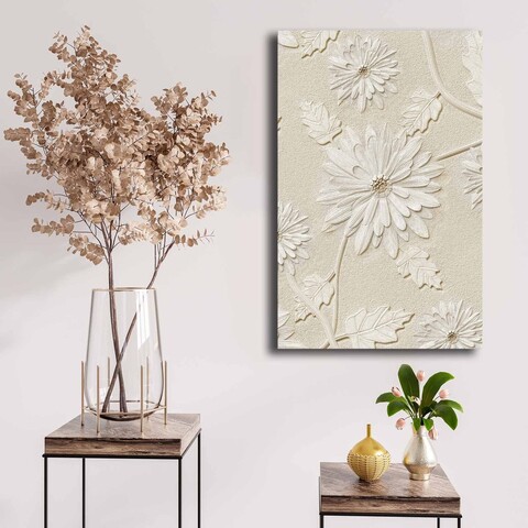 Tablou decorativ, 4570NISC-015, Lemn (Grosime: 22 mm, Bej/Alb