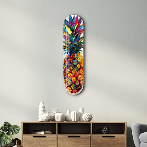 Tablou decorativ, Watercolor Ananas, Dimensiune: 20 x 80 cm, Multicolor