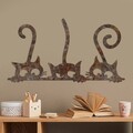 Decoratiune de perete, Rusty Cats 1, Dimensiune: 33 x 60 cm, Maro antichizat