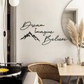Decoratiune de perete, Dream & Imagine & Belive, Dimensiune vis: 15 x 45 cm (1 bucată), Negru
