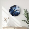 Ceas de perete decorativ din sticlă, Huhu350, Diametru: 40 cm (1 bucată), Multicolor