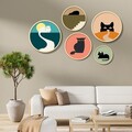 Pictură decorativă MDF cu rame (5 bucăți), Yats-13, Dimensiune: 43,5 x 43,5 cm (1 bucată), Multicolor