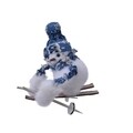 Decoratiune Snowman on skis, Decoris, 9x13x11 cm, spuma, alb/albastru