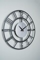 Ceas de perete, Myk9912, Diametru: 50 cm, Negru/Argintiu