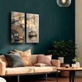 Pictură decorativă din sticlă securizată (2 bucăți), 2P3570Camtbl-006, Dimensiune: 35 x 70 cm (2 bucăți), Multicolor