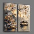 Pictură decorativă din sticlă securizată (2 bucăți), 2P3570Camtbl-006, Dimensiune: 35 x 70 cm (2 bucăți), Multicolor