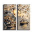 Pictură decorativă din sticlă securizată (2 bucăți), 2P3570Camtbl-006, Dimensiune: 35 x 70 cm (2 bucăți), Multicolor