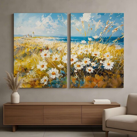 Tablou decorativ (2 Pieces), DEV2, Lemn, Multicolor