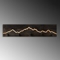Cuier de perete din lemn, Mountain 1, Lățime: 60 cm Înălțime: 14 cm Adâncime: 5 cm, Negru