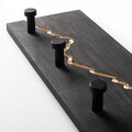 Cuier de perete din lemn, Mountain 1, Lățime: 60 cm Înălțime: 14 cm Adâncime: 5 cm, Negru
