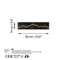 Cuier de perete din lemn, Mountain 1, Lățime: 60 cm Înălțime: 14 cm Adâncime: 5 cm, Negru