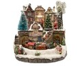 Decoratiune luminoasa Village w train, Lumineo, 4 LED-uri, 27x28.5x26 cm, polyston, multicolor