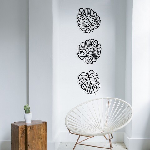 Decoratiune de perete, Tropical, Leef Nr. 1: 36,5 x 33,5 cm (1 bucată) , Negru
