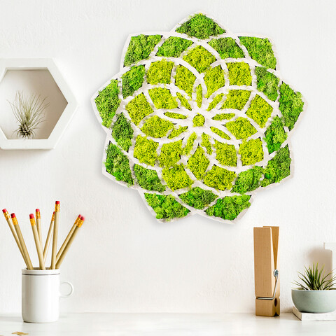 Decoratiune de perete, Daisy, Dimensiuni: 44 x 1,6 x 44 cm, Verde/Alb