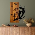 Decoratiune de perete, Deer and Mountain, Lățime: 43 cm Înălțime: 58 cm Adâncime: 3 cm, Nuc / Negru