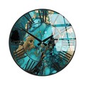 Ceas de perete decorativ din sticlă, Huhu333, Diametru: 40 cm (1 bucată), Multicolor